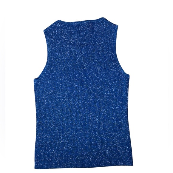 Vintage Blue Sparkle rib knit Sleeveless Top - Picture 6 of 8